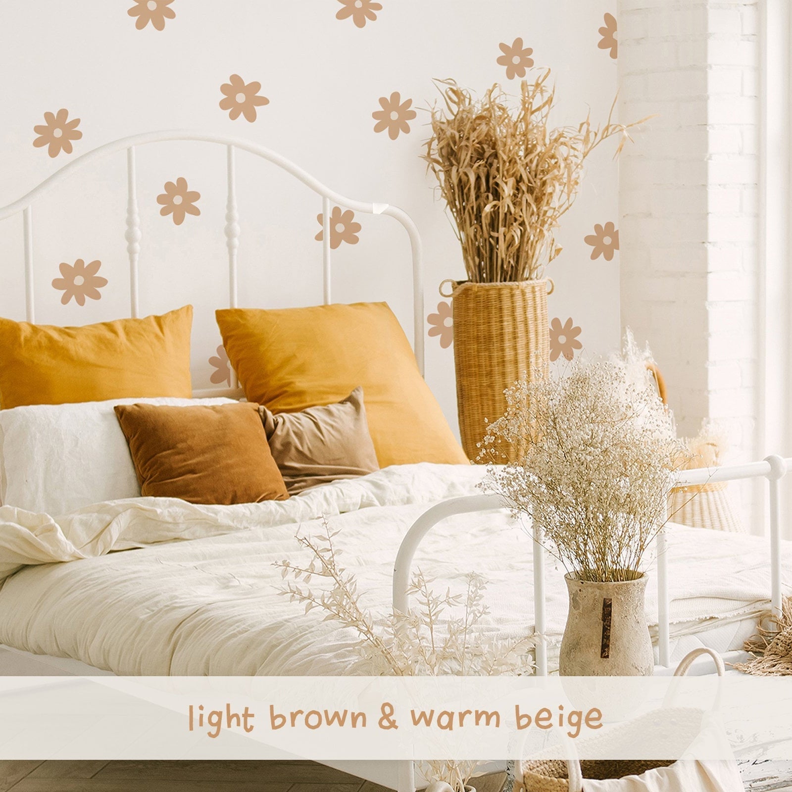 Daisy Wall Flower Decal - Light Brown & Warm Beige