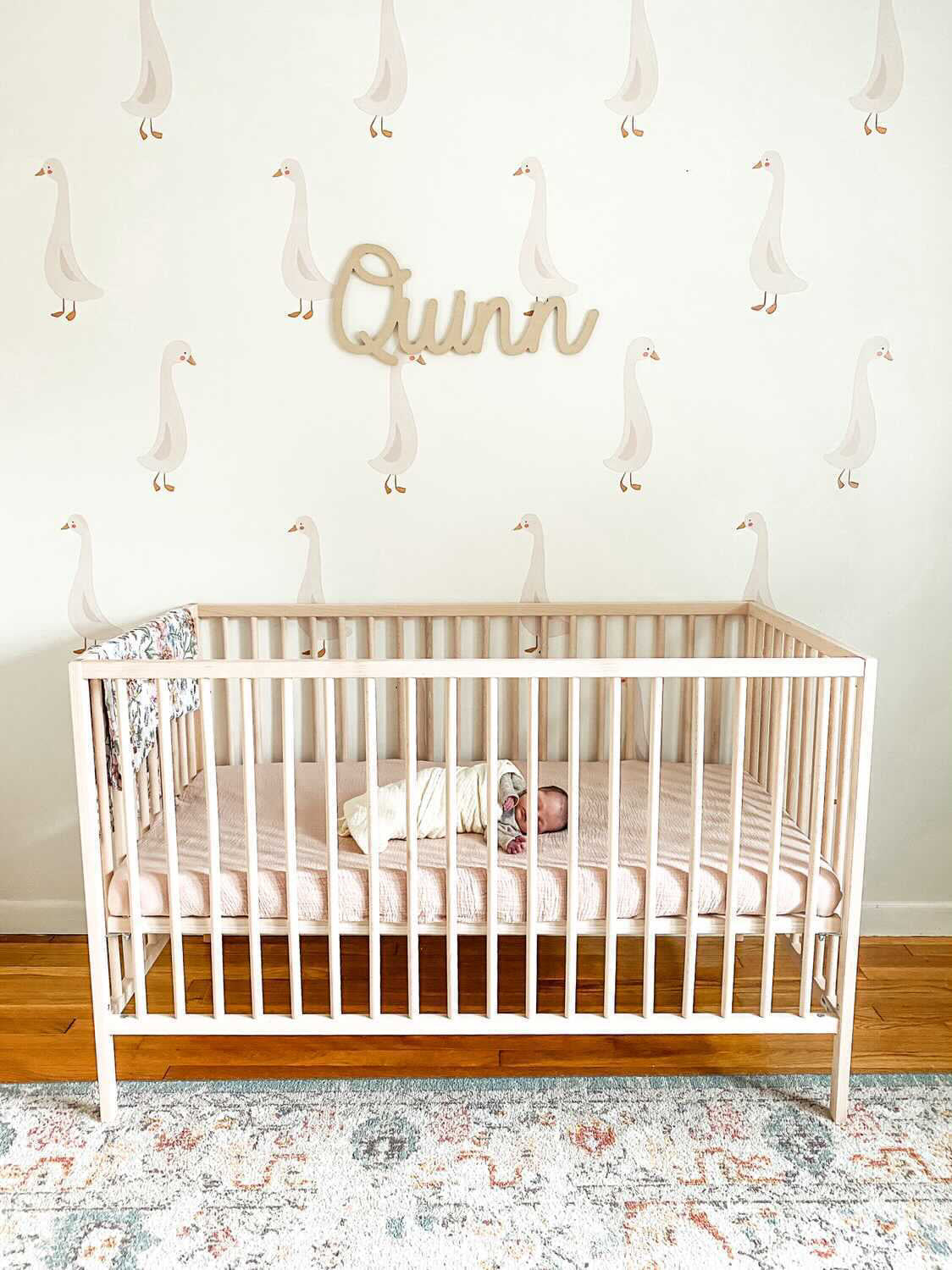 goose decals view next to a crib in home setting