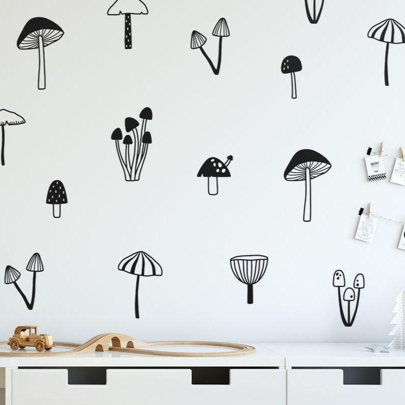 Mushroom Doodle Wall Decals