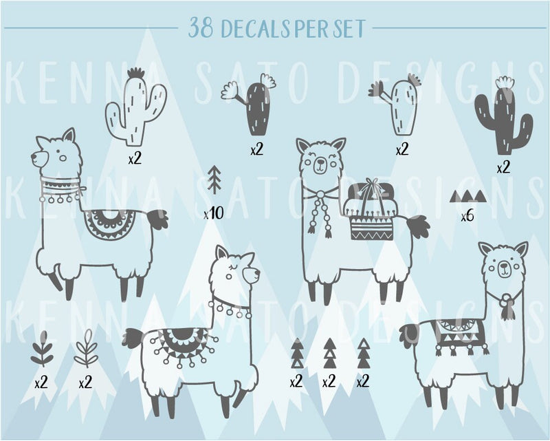 Llama Love Wall Decal Set