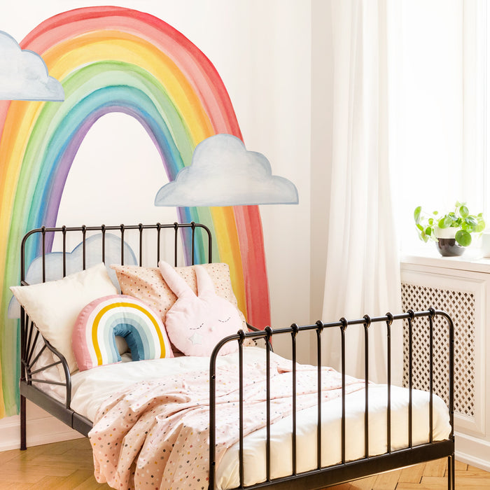 Neutral Rainbow Art Set, Above Bed Decor, Set of 3 Inspirational Prints, Boho Hippie Nursery Decor, Playroom Wall Art, Good Baby Shower Gift, Size: 18