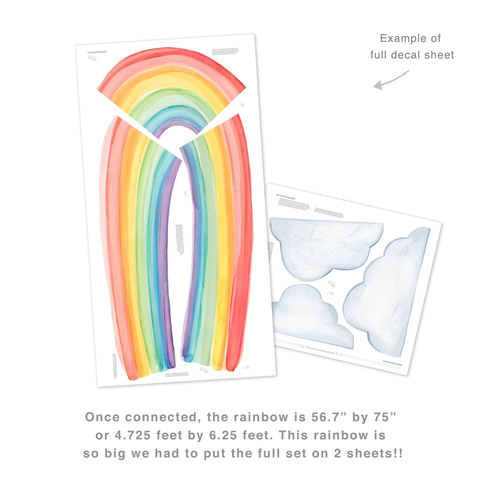 Watercolor Rainbow Wall Decal - Extra Large