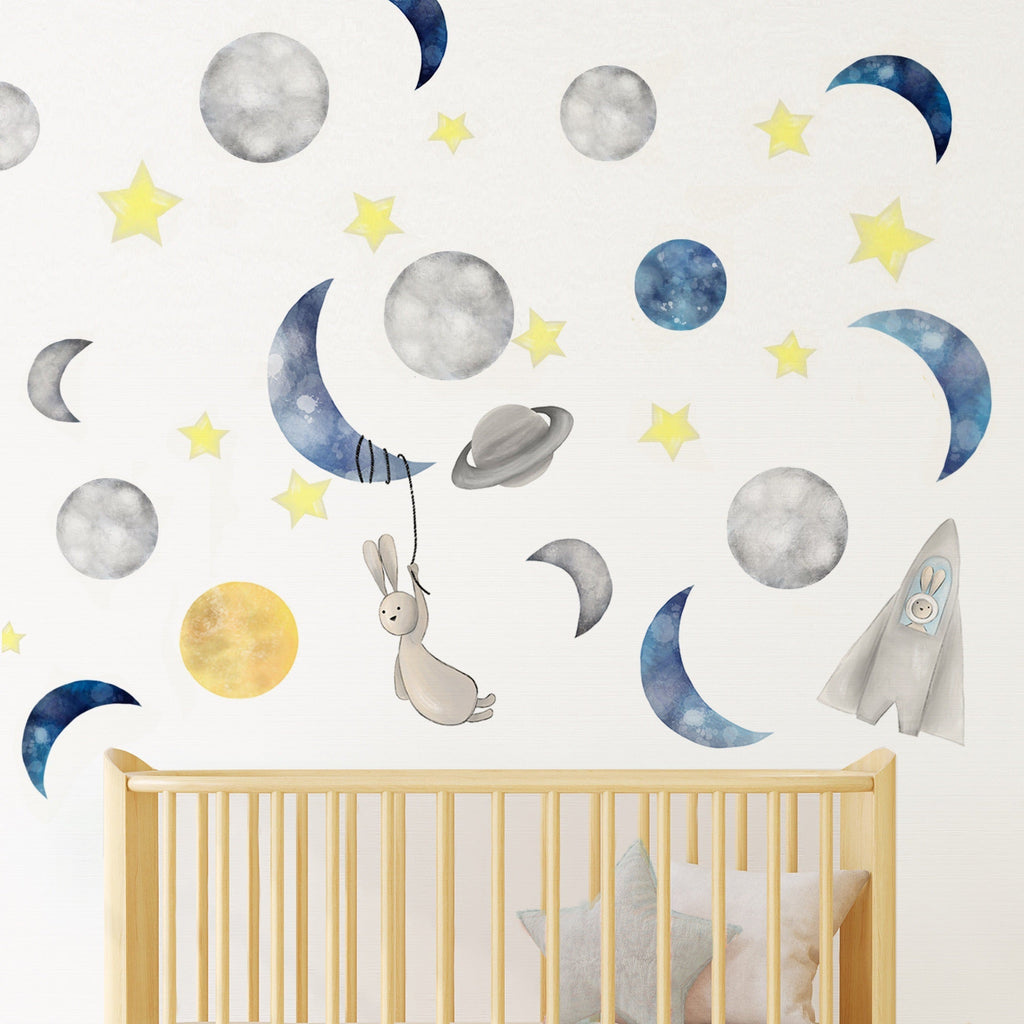 Captain Bun in Space Wall Decal Set - Project Nursery