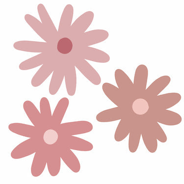 zoomed view of pink daisy floral wall decals