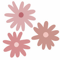 zoomed view of pink daisy floral wall decals