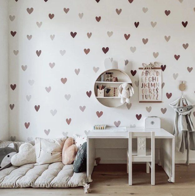Mini Watercolor Hearts Wall Decal Set