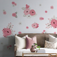 Pink + White Graphic Flower Wall Decal Set