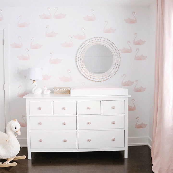 Pink Swans Wall Decal Set
