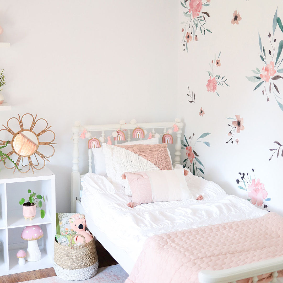 Pink Watercolor Flower Wall Decals