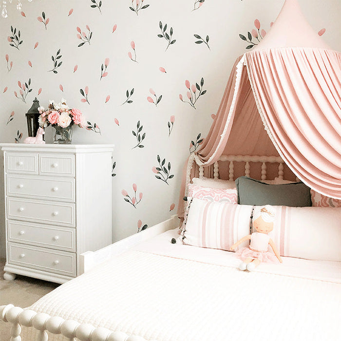 Soft Blush Floral Wall Decal Set