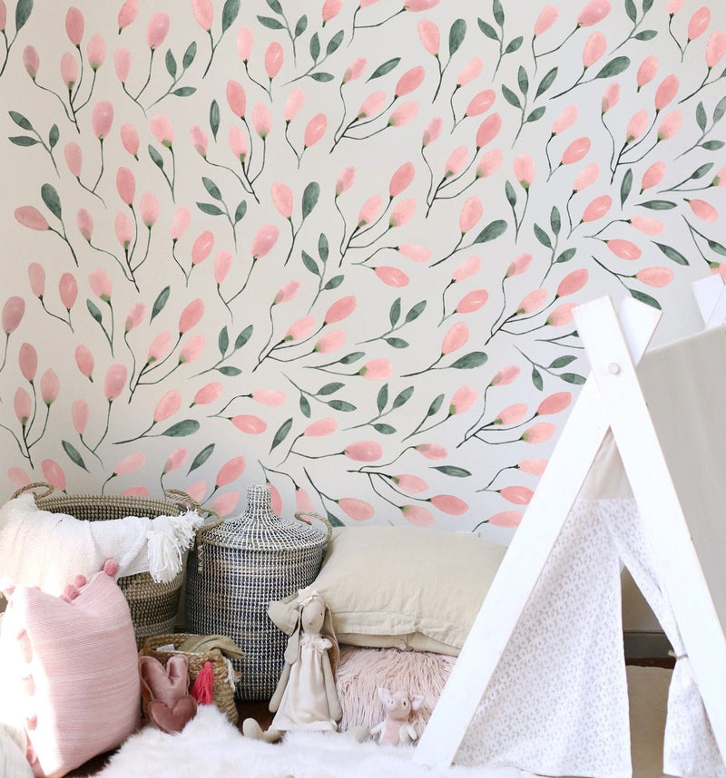 Soft Blush Floral Wall Decal Set
