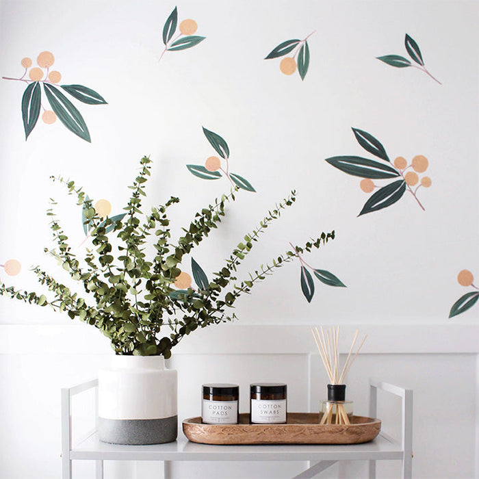 Tangerines in Greens Wall Decal Set