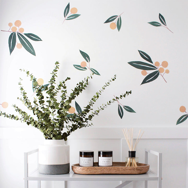 Tangerines in Greens Wall Decals