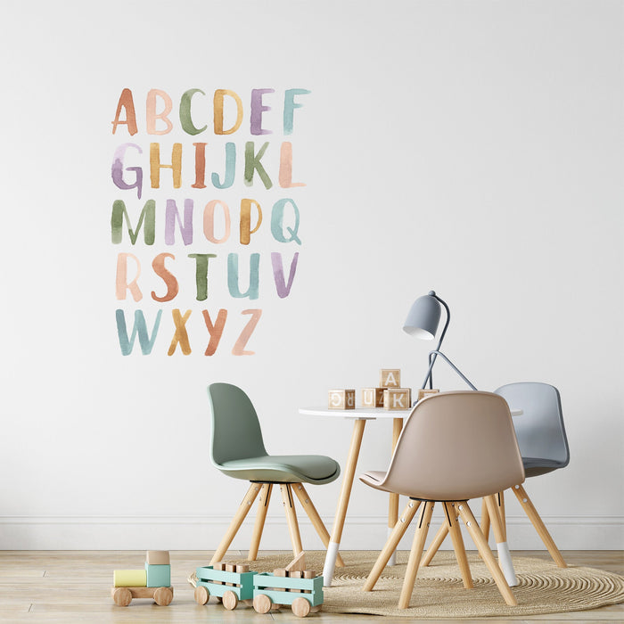 Watercolor Letters Wall Decal Set