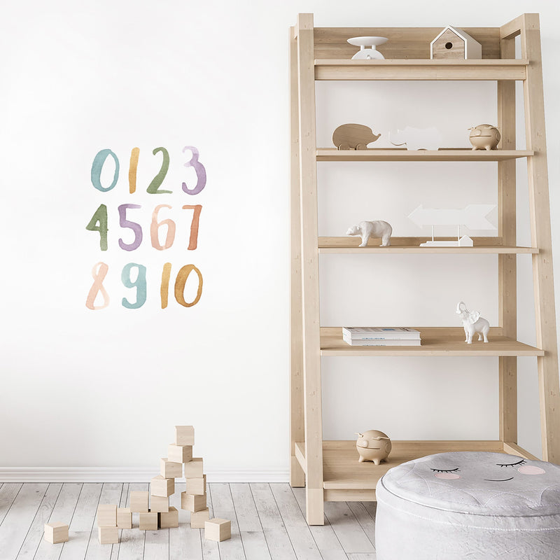 Watercolor Number Wall Decal Set