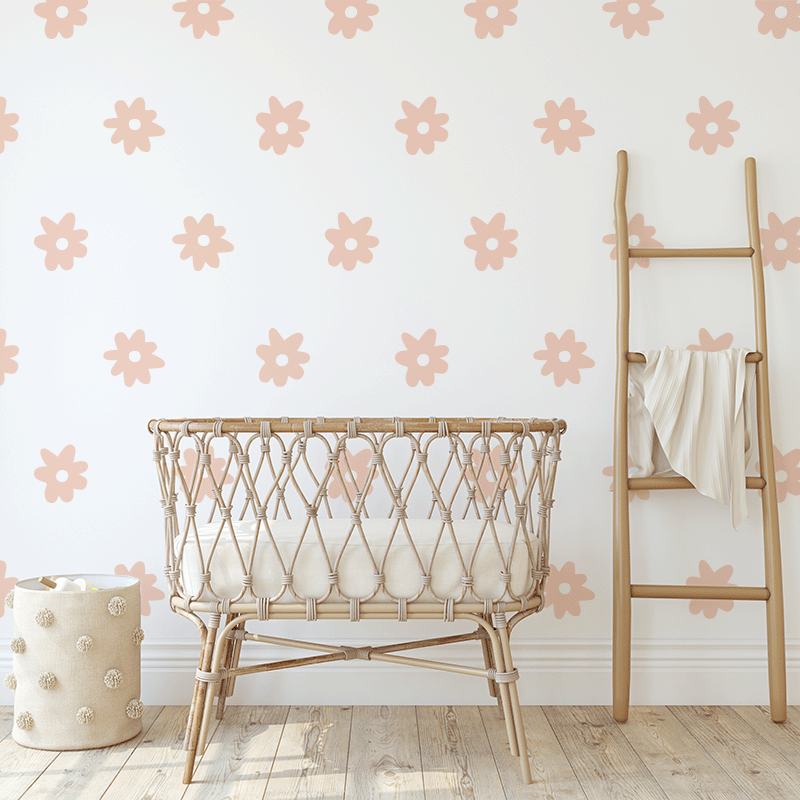 whimsy daisy wall decals peach nursery decor