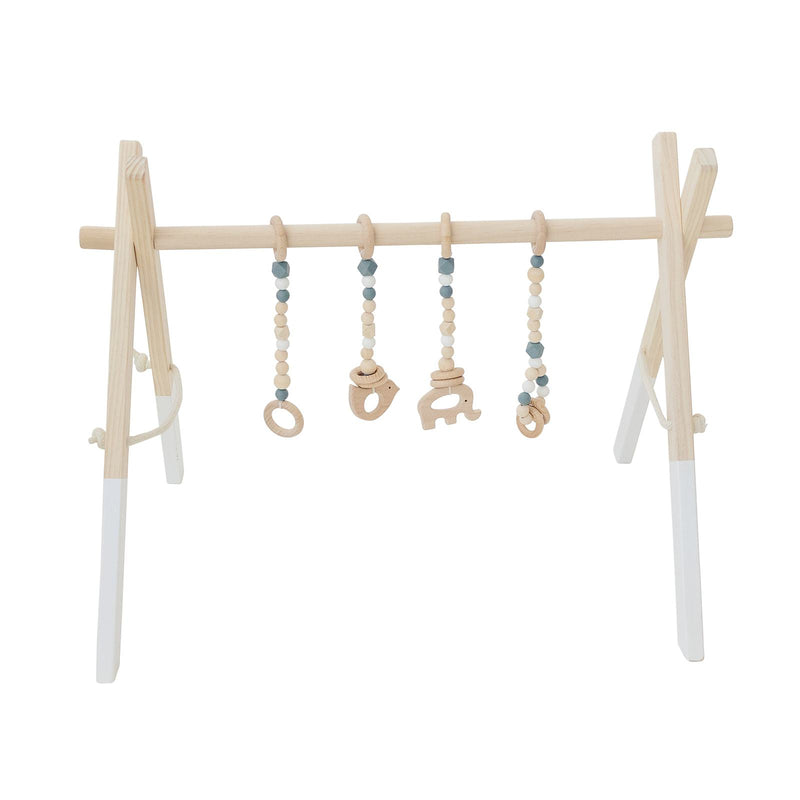 Wooden Baby Play Gym with Gray Toys - Project Nursery